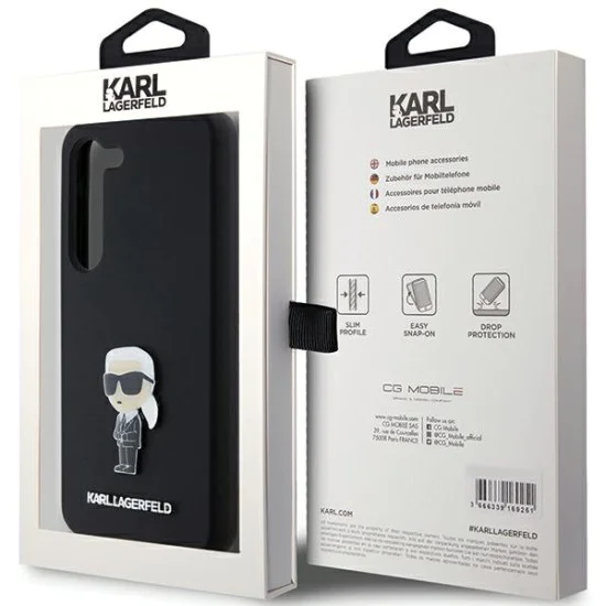 Калъф за Samsung Galaxy S23 Plus - Karl Lagerfeld Silicone (KLHCHCS23MSMHMHKKNPK) - Ikonik Metal Pin