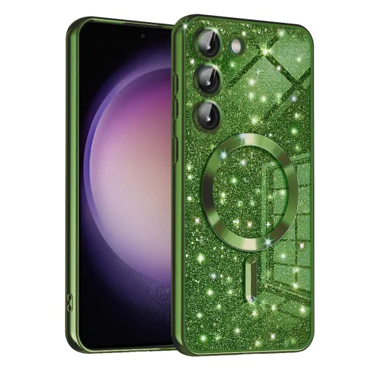 Калъф за Samsung Galaxy S23 Plus - Luxury Glitter MagSafe - Deep Green