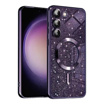 Калъф за Samsung Galaxy S23 Plus - Luxury Glitter MagSafe - Deep Purple