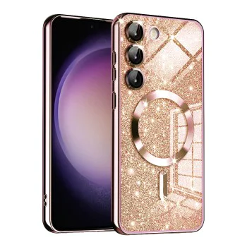 Калъф за Samsung Galaxy S23 Plus - Luxury Glitter MagSafe - Rose Gold