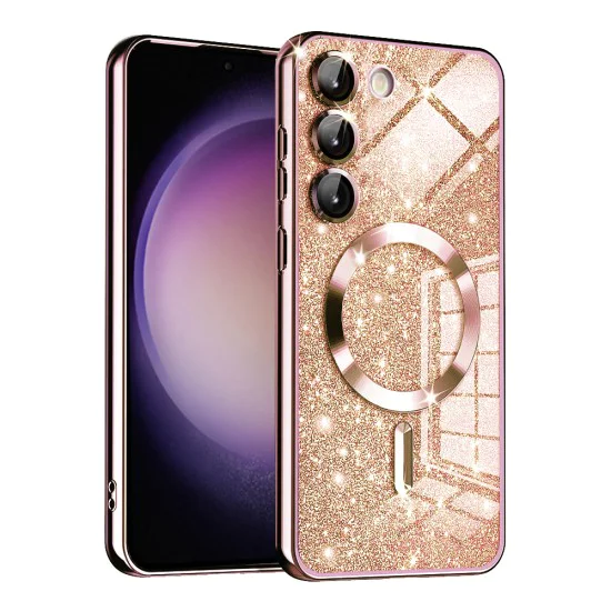Калъф за Samsung Galaxy S23 Plus - Luxury Glitter MagSafe - Rose Gold