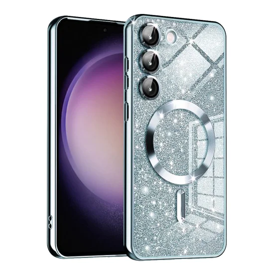 Калъф за Samsung Galaxy S23 Plus - Luxury Glitter MagSafe - Светло син