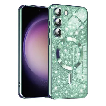 Калъф за Samsung Galaxy S23 Plus - Luxury Glitter MagSafe - Светло зелен