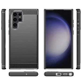 Калъф за Samsung Galaxy S23 Ultra - Carbon Silicone - Черен