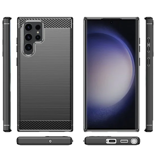 Калъф за Samsung Galaxy S23 Ultra - Carbon Silicone - Черен