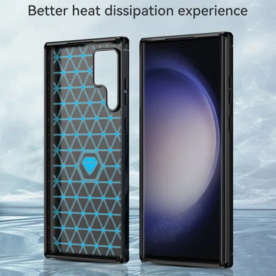 Калъф за Samsung Galaxy S23 Ultra - Carbon Silicone - Черен
