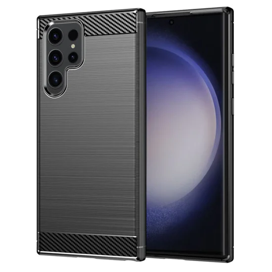 Калъф за Samsung Galaxy S23 Ultra - Carbon Silicone - Черен