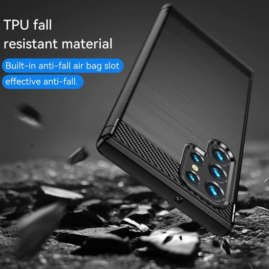 Калъф за Samsung Galaxy S23 Ultra - Carbon Silicone - Черен