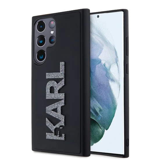 Калъф за Samsung Galaxy S23 Ultra - Karl Lagerfeld 3D Design (KLHCHCS23L3DMBKCK) - Гумено блестящо лого