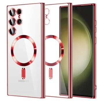 Калъф за Samsung Galaxy S23 Ultra - Luxury Crystal MagSafe - Червен