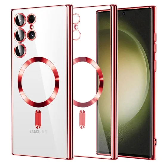 Калъф за Samsung Galaxy S23 Ultra - Luxury Crystal MagSafe - Червен