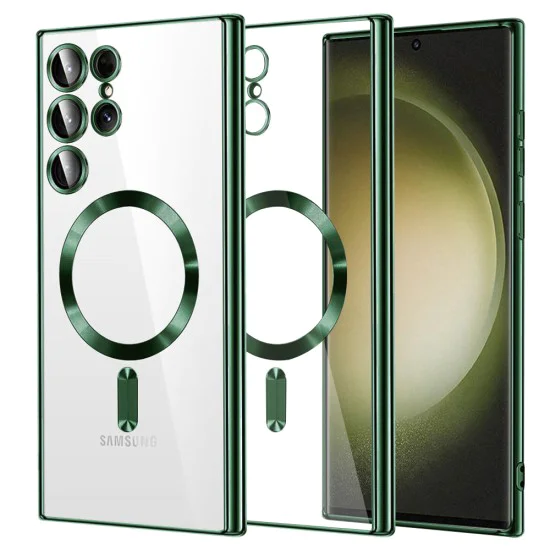 Калъф за Samsung Galaxy S23 Ultra - Luxury Crystal MagSafe - Deep Green