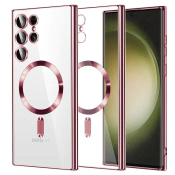 Калъф за Samsung Galaxy S23 Ultra - Luxury Crystal MagSafe - Розов