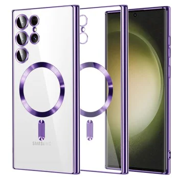 Калъф за Samsung Galaxy S23 Ultra - Luxury Crystal MagSafe - Светло лилав