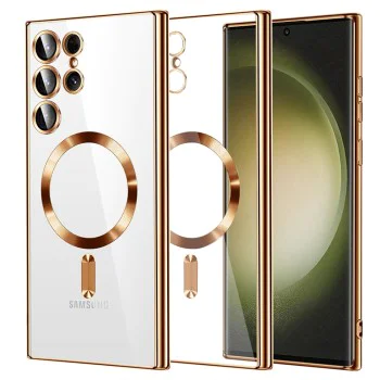 Калъф за Samsung Galaxy S23 Ultra - Luxury Crystal MagSafe - Златен