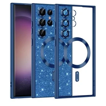 Калъф за Samsung Galaxy S23 Ultra - Luxury Glitter MagSafe - Deep Blue