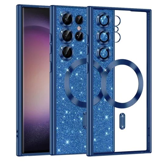 Калъф за Samsung Galaxy S23 Ultra - Luxury Glitter MagSafe - Deep Blue