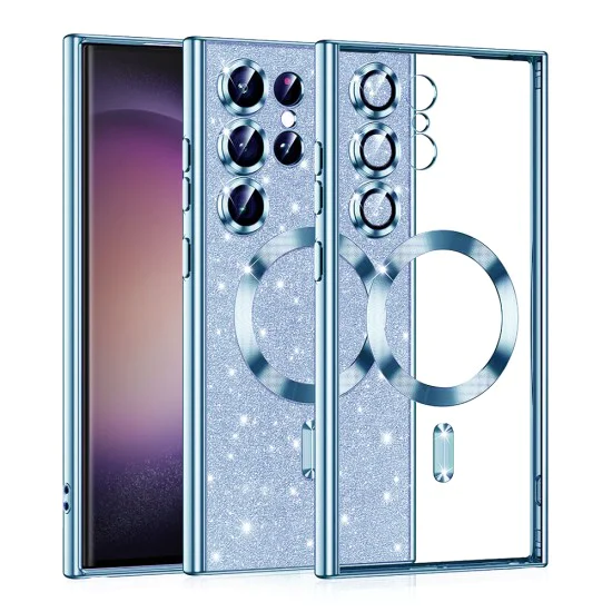 Калъф за Samsung Galaxy S23 Ultra - Luxury Glitter MagSafe - Light Blue