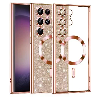 Калъф за Samsung Galaxy S23 Ultra - Luxury Glitter MagSafe - Rose Gold