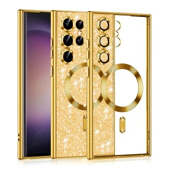 Калъф за Samsung Galaxy S23 Ultra - Luxury Glitter MagSafe - Златен
