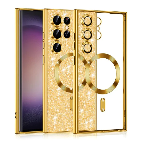 Калъф за Samsung Galaxy S23 Ultra - Luxury Glitter MagSafe - Златен