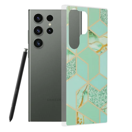 Калъф за Samsung Galaxy S23 Ultra - Серия Marble - Green Hex