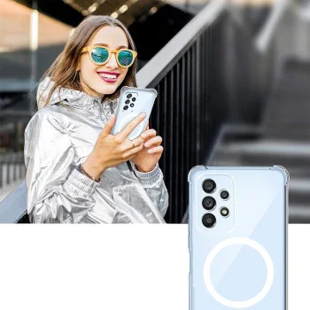Калъф за Samsung Galaxy S23 Ultra - Techsuit - Удароустойчив Clear Silicone MagSafe - Прозрачен