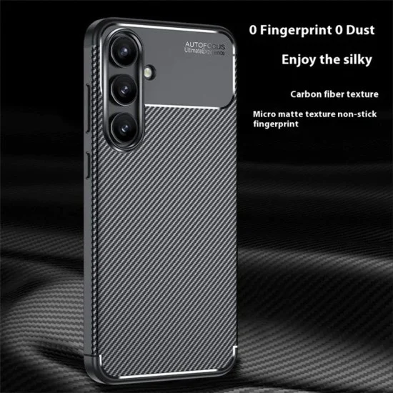 Калъф за Samsung Galaxy S24 FE - CarbonFiber - Черен