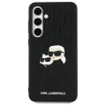Калъф за Samsung Galaxy S24 FE - Karl Lagerfeld - Hardcase Leather (KLHCS24FEPGKLKCPK) - Monogram Karl&Chaoupette Head Pin