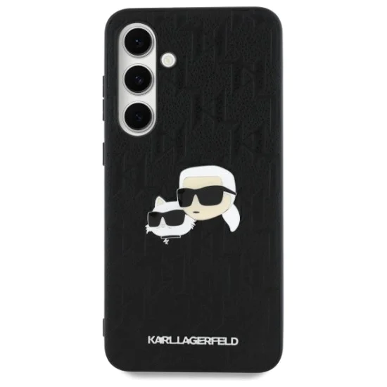 Калъф за Samsung Galaxy S24 FE - Karl Lagerfeld - Hardcase Leather (KLHCS24FEPGKLKCPK) - Monogram Karl&Chaoupette Head Pin
