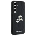 Калъф за Samsung Galaxy S24 FE - Karl Lagerfeld - Hardcase Leather (KLHCS24FEPGKLKCPK) - Monogram Karl&Chaoupette Head Pin