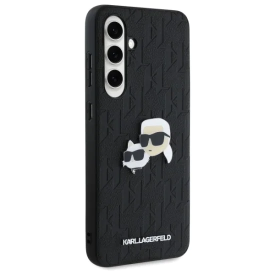 Калъф за Samsung Galaxy S24 FE - Karl Lagerfeld - Hardcase Leather (KLHCS24FEPGKLKCPK) - Monogram Karl&Chaoupette Head Pin