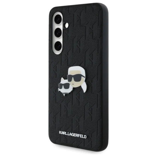 Калъф за Samsung Galaxy S24 FE - Karl Lagerfeld - Hardcase Leather (KLHCS24FEPGKLKCPK) - Monogram Karl&Chaoupette Head Pin