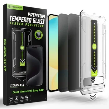 Протектор за дисплей за Samsung Galaxy S24 FE / A56 5G Съвместим с пръстов отпечатък - Techsuit TitanGlass CrystalHD (2 броя) - Privacy