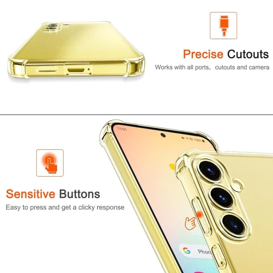 Калъф за Samsung Galaxy S24 FE - Удароустойчив Прозрачен Силиконов - Прозрачен