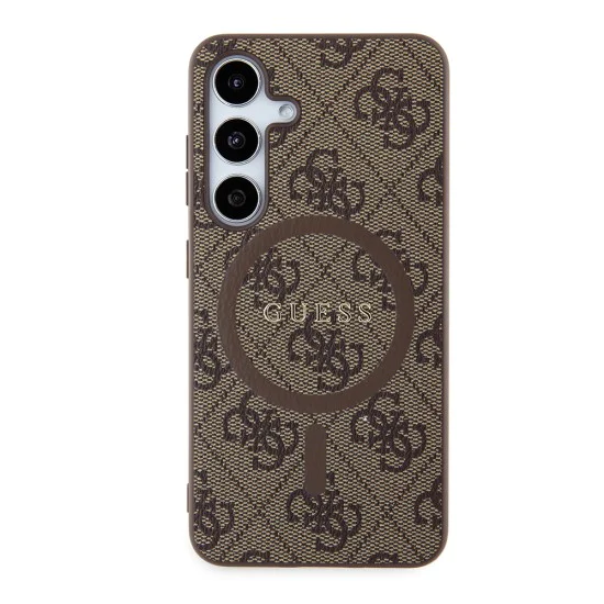 Калъф за Samsung Galaxy S24 - Guess 4G Collection Leather MagSafe (GUHMS24SG4GFRW) - Кафяв