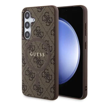 Калъф за Samsung Galaxy S24 - Guess 4G Collection Leather MagSafe (GUHMS24SG4GFRW) - Кафяв