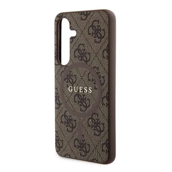 Калъф за Samsung Galaxy S24 - Guess 4G Collection Leather MagSafe (GUHMS24SG4GFRW) - Кафяв