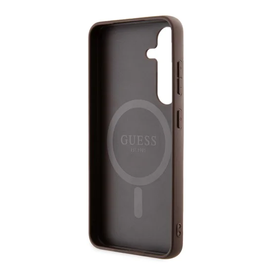 Калъф за Samsung Galaxy S24 - Guess 4G Collection Leather MagSafe (GUHMS24SG4GFRW) - Кафяв
