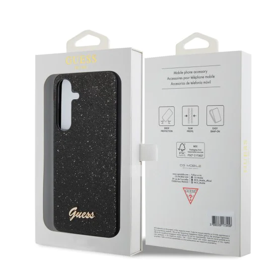 Калъф за Samsung Galaxy S24 - Guess Glitter Script (GUHCS24SHGGSHSHK) - Черен