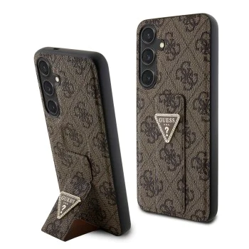 Калъф за Samsung Galaxy S24 - Guess Grip Stand 4G Triangle Triangle Strass (GUHCS24SPGSGS4TDW) - Кафяв
