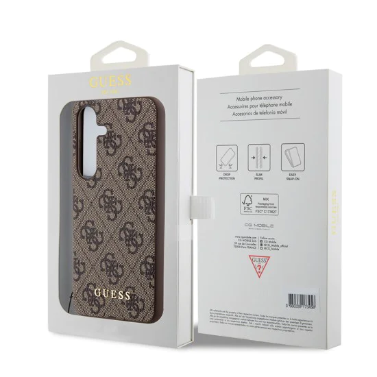 Калъф за Samsung Galaxy S24 - Guess Hardcase 4G Charms Collection (GUHCS24SGF4GBR) - Кафяв