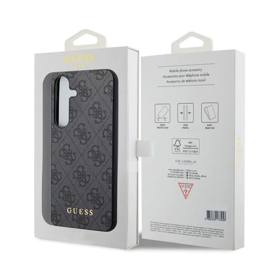 Калъф за Samsung Galaxy S24 - Guess Hardcase 4G Metal Gold Logo (GUHCS24SG4GFGR) - Черен