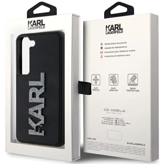 Калъф за Samsung Galaxy S24 - Karl Lagerfeld 3D Design (KLHCHCS24S3DMBKCKCK) - Гумено блестящо лого