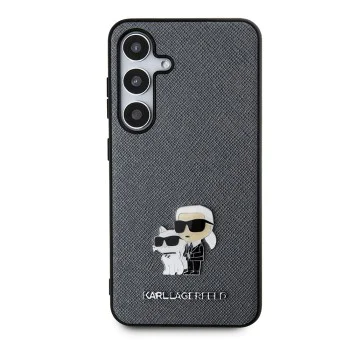 Калъф за Samsung Galaxy S24 - Karl Lagerfeld Saffiano (KLHCHCS24SPSAKCMPG) - Grey Karl&Choupette Metal Pin