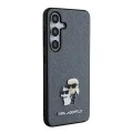 Калъф за Samsung Galaxy S24 - Karl Lagerfeld Saffiano (KLHCHCS24SPSAKCMPG) - Grey Karl&Choupette Metal Pin