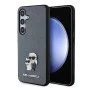 Калъф за Samsung Galaxy S24 - Karl Lagerfeld Saffiano (KLHCHCS24SPSAKCMPG) - Grey Karl&Choupette Metal Pin