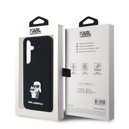 Калъф за Samsung Galaxy S24 - Karl Lagerfeld Silicone (KLHCHCS24SSMHMHKCNPK) - Karl&Choupette Metal Pin