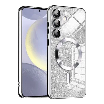 Калъф за Samsung Galaxy S24 - Луксозен Glitter MagSafe - Сребрист