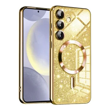 Калъф за Samsung Galaxy S24 - Луксозен Glitter MagSafe - Златен
